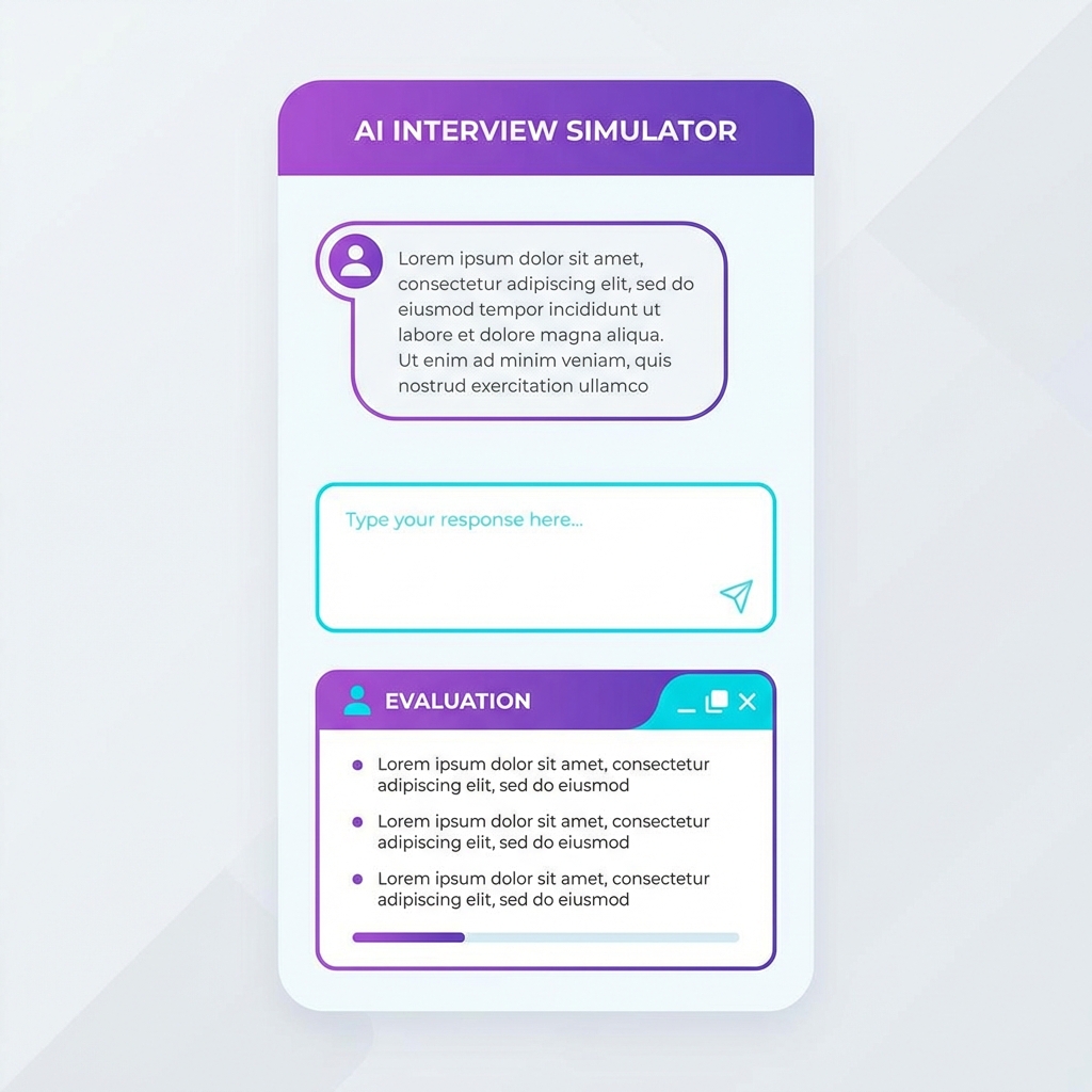 Fluxo do Simulador de Entrevista com IA mostrando perguntas contextualizadas