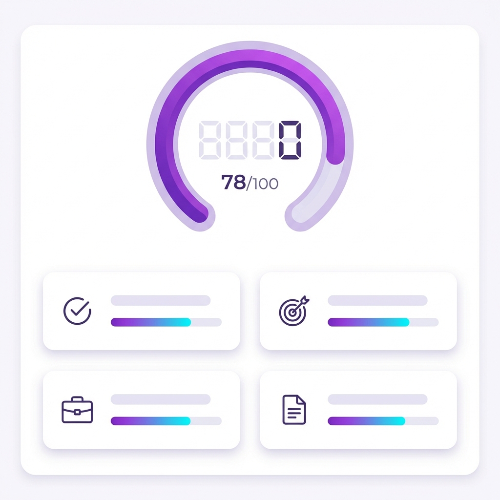 Dashboard do Score de Currículo mostrando análise ATS e critérios de avaliação